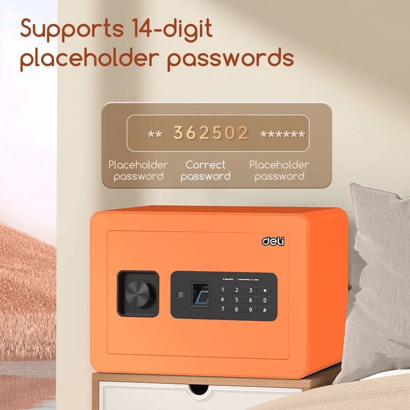 Fingerprint + Password Digital Safe (25x35x25cm) (Orange) - خزنة رقمية وبصمة