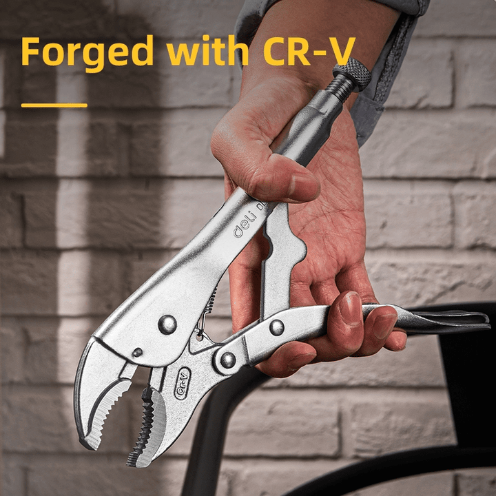 Deli 10" Curved Jaw Locking Plier Cr-V - بانسة لقط قفل بفك منحني