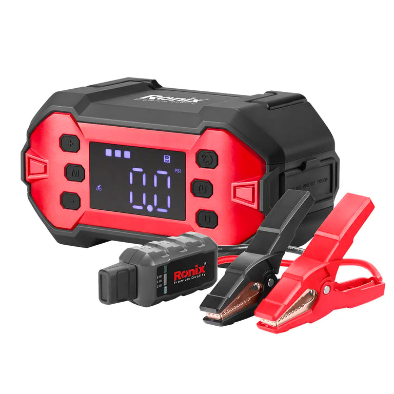 Battery Jump Starter With Air Compressor 20000 mAh - بطارية تشغيل سيارة مع منفاخ هوا