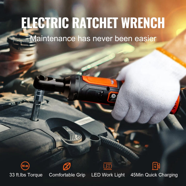 Cordless Brushless Electric Ratchet Wrench 3/8" 12V 2 Batteries - مفكّك ترابيش بطارية