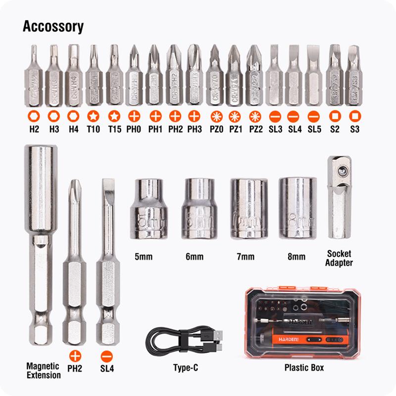 4V Cordless Screwdriver Set 27Pc Set -  مفك بطارية قلم مع رؤوس مفكات